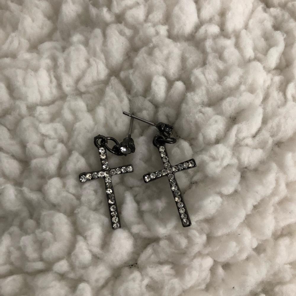 diamond cross earrings